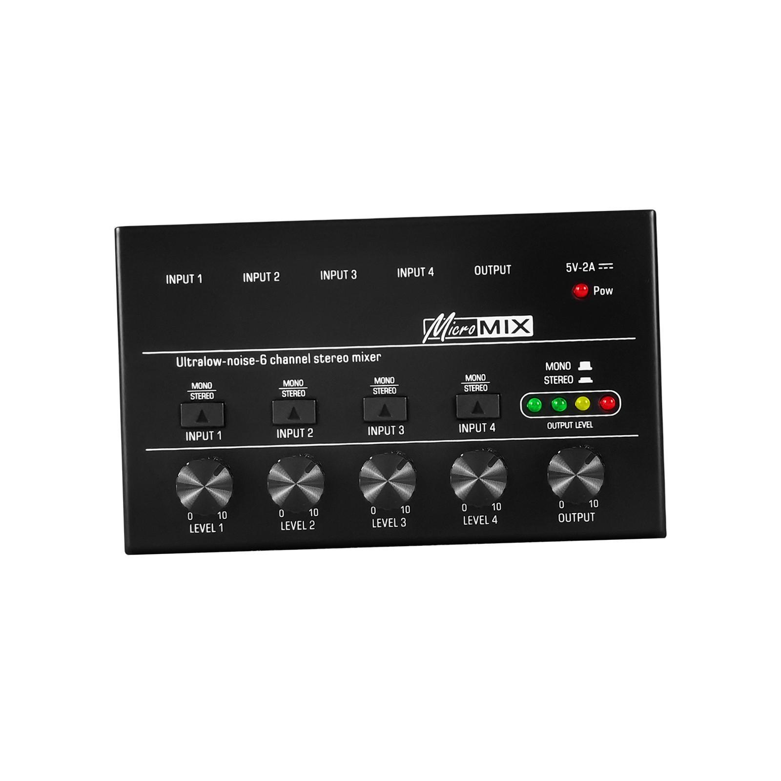 4 Channel Audio Mixer Music Recording Equipment Mini 6.3mm Equalizer Mixing Console Stereo Mixer for Club Computer Live and Studio Player