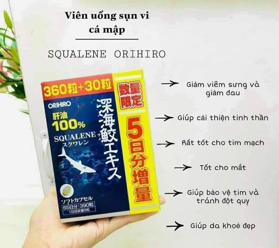 Thực phẩm chức năng Dầu gan cá mập Orihiro Squalene Nhật Bản 390 viên