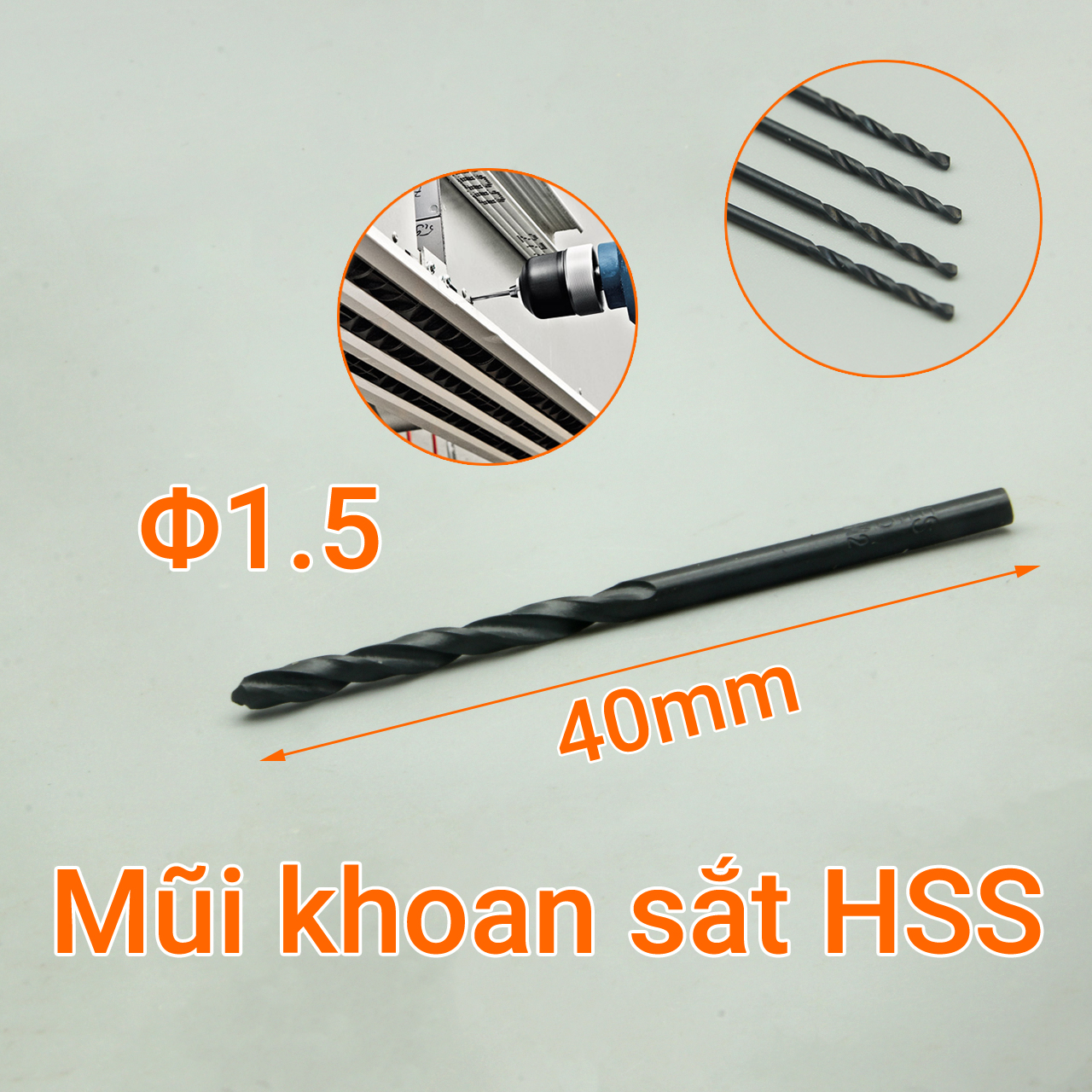 Bộ 3 Mũi khoan sắt thép HSS 1.5mm ID1160