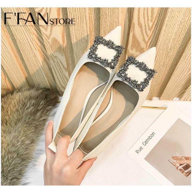 Giày Cao Gót Da Mềm Lót Êm Chân - Đính Đá Cao Cấp 516A3 FFAN STORE