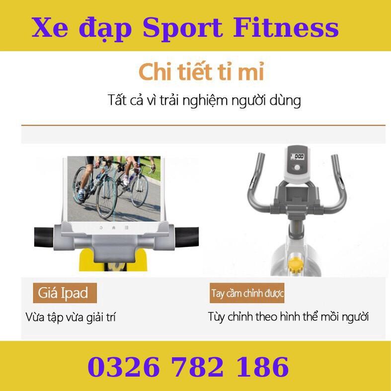 Xe đạp tập gym thể dục tại nhà SPORT FITNESS màu trắng xám kiểu dáng trẻ trung