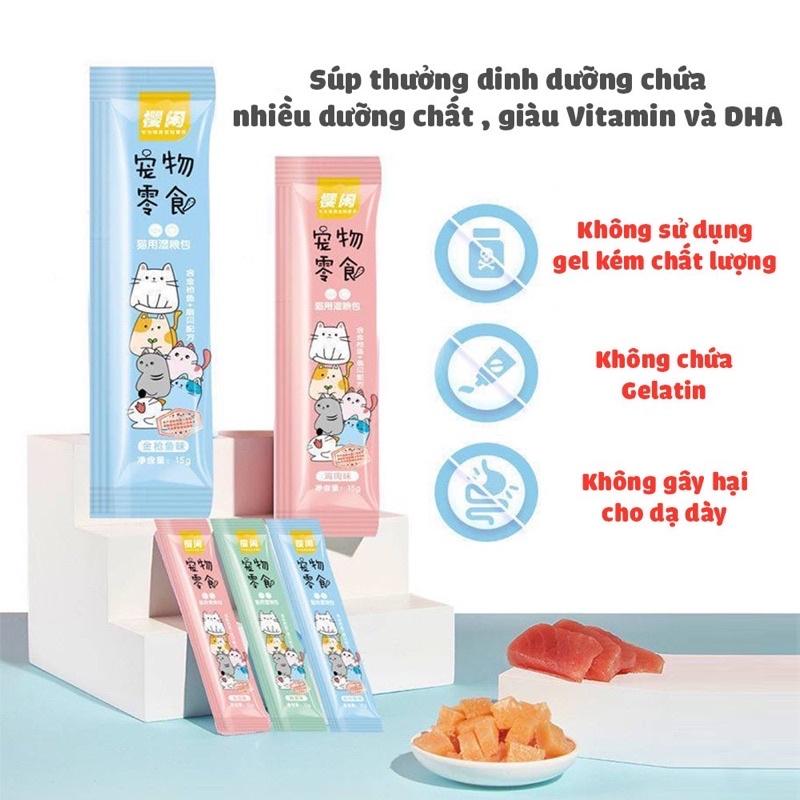 Combo súp thưởng XiaoWang, Shizuka Petsnack mix 3 vị cho mèo kèm hộp đựng