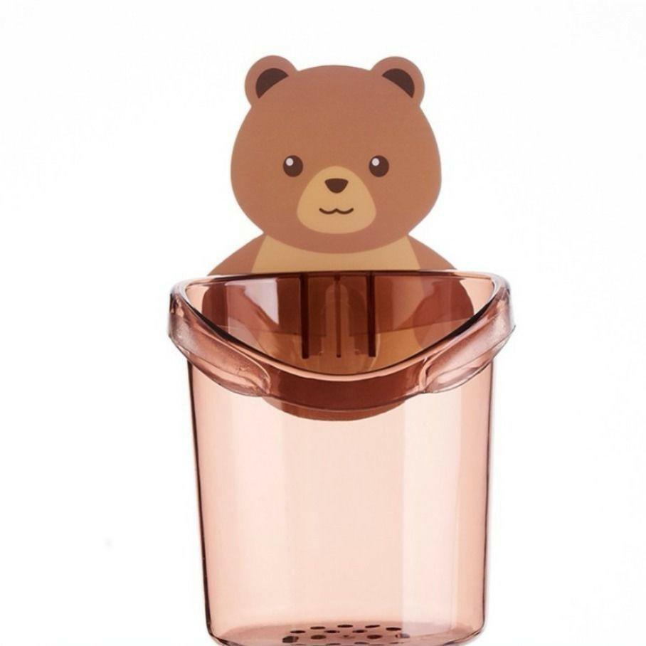 PVN17878 Cốc Đựng Bàn Chải, Kem Đánh Răng Hình Gấu Cute Dính Tường T2