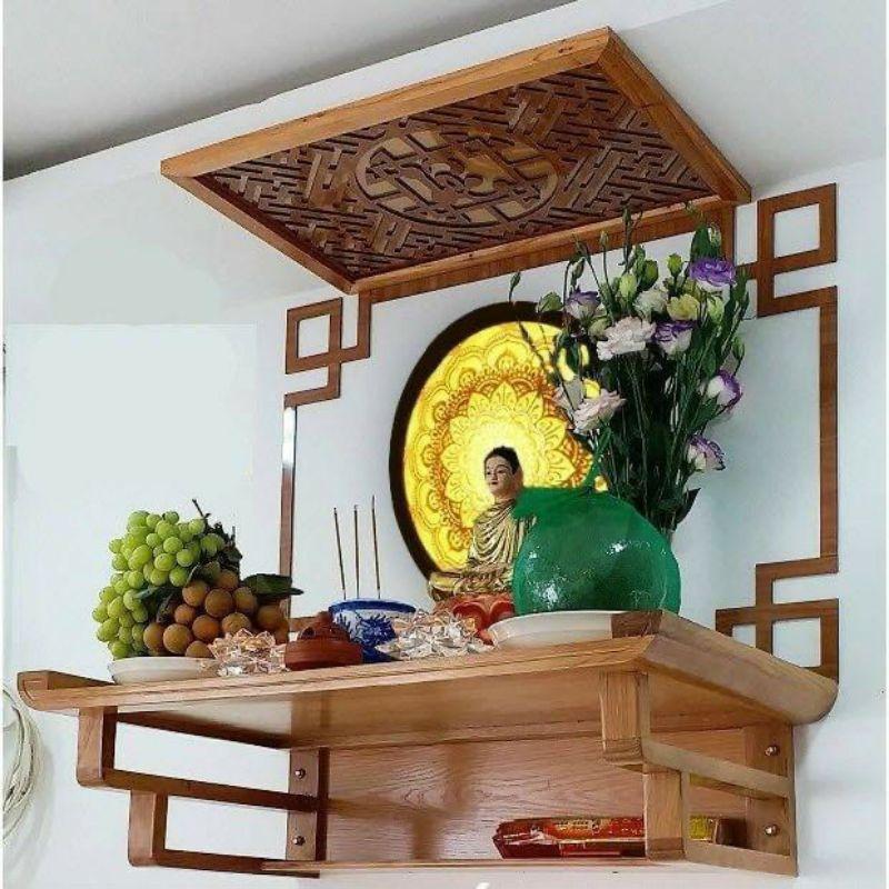 Bàn thờ treo tường gia tiên rẻ bền đẹp kích thước lỗ ban chuẩn phong thủy