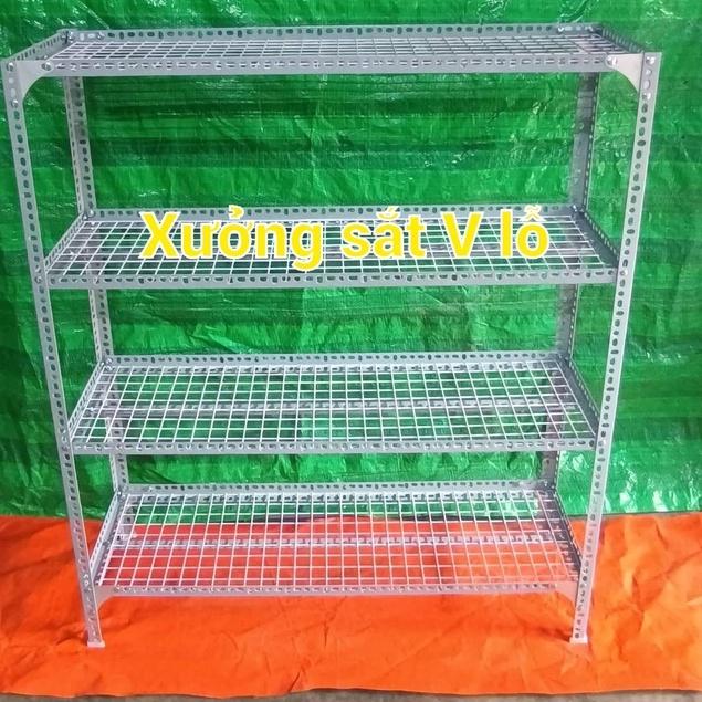 Kệ sắt v lỗ (lưới sắt ô vuông ) rộng 40cm x dài 1,5M ,Cao từ 60cm đến 1,5m ,Nhiều tầng kệ