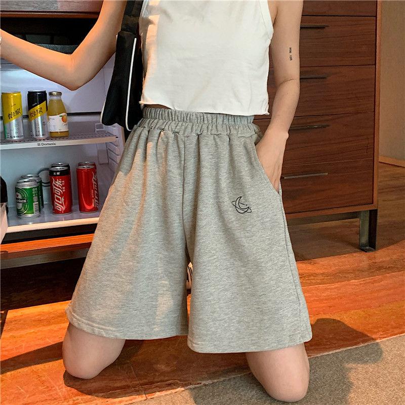 Bông Tai Kẹp Thun Cao Cấp Mặt Trăng Quần Short Thêu Aó Thể Thao Mùa Hè BF Giày Chạy Bộ Quần Short Nữ Biker Quần Baggy Ngắn