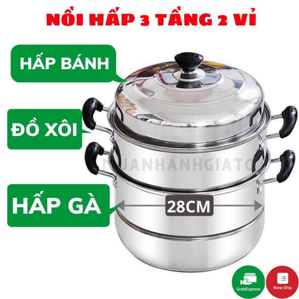 Nồi hấp inox đa năng 3 tầng 28cm tiện lợi cho nhà bếp hàng loại 1 (đầy đủ hộp)