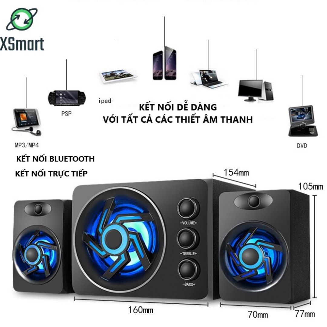 Loa Vi Tính Bluetooth Gaming XSmart SADA D-209 Super Bass Phiên bản nâng cấp của 2GOOD Dùng Cho PC Laptop Điện Thoại - Hàng Chính Hãng