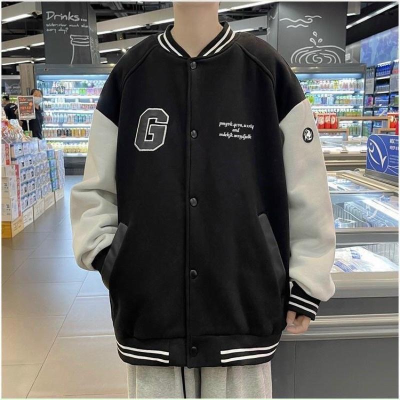 Áo khoác bóng chày bomber nỉ ngoại in G unisex ulzzang nam nữ , Áo Khoác Bomber Chữ G  Ulzzang Unisex Dáng Rộng Nam Nữ