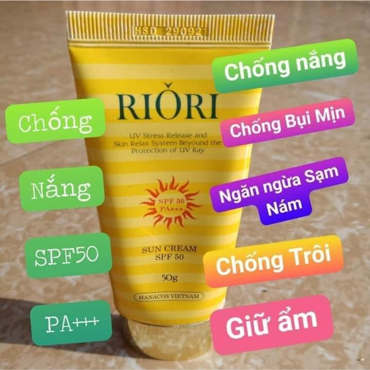 Kem Chống Nắng Nâng Tone Da Không Trôi RIORI SUN CREAM SPF50/ PA+++ 50g - Chống Nắng, Dưỡng Trắng Da, Ngăn Ngừa Lão Hóa