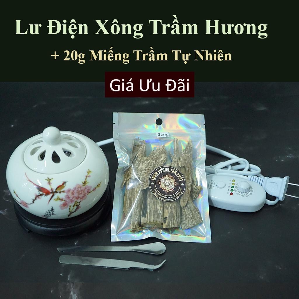 Lư Điện Xông Trầm Hương – Màu Trắng đế liền Cực đẹp – Xông Bột, Miếng Trầm