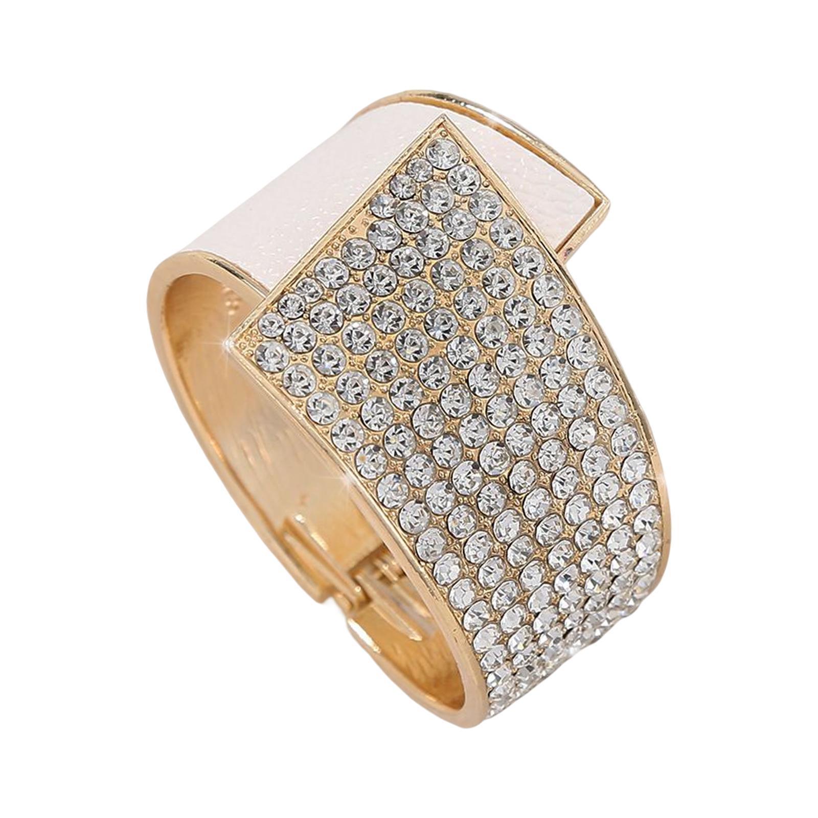 Trendy Open Bracelet Charms Rhinestones Wide Asymmetrical for Birthday