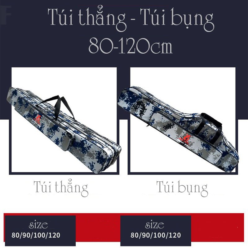 Túi đựng cần câu cá, bao đựng cần câu đa năng 2 ngăn dài 80-120cm màu dàn di cao cấp PK-9