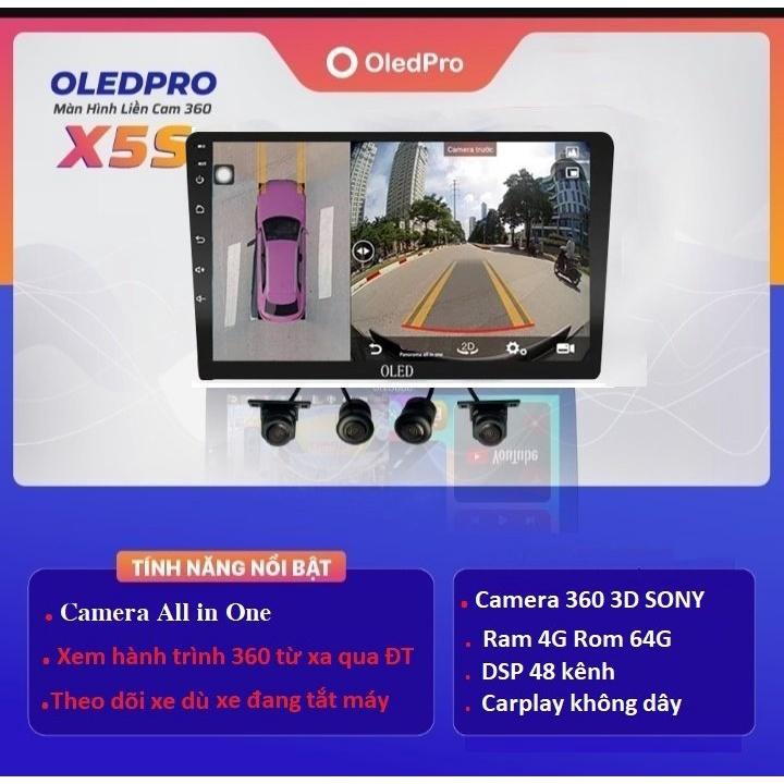 Màn liền cam 360 Oled Pro X5s new 2022 theo dõi hành trình 360 từ xa trên điện thoại kể cả khi tắt xe, cấu hình khủng RA