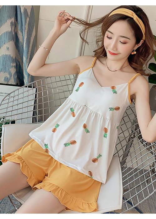 Bộ ngủ 2 dây nữ có đệm ngực tiện lợi đồ ngủ mặc nhà mặc đi biển dễ thương [BC18