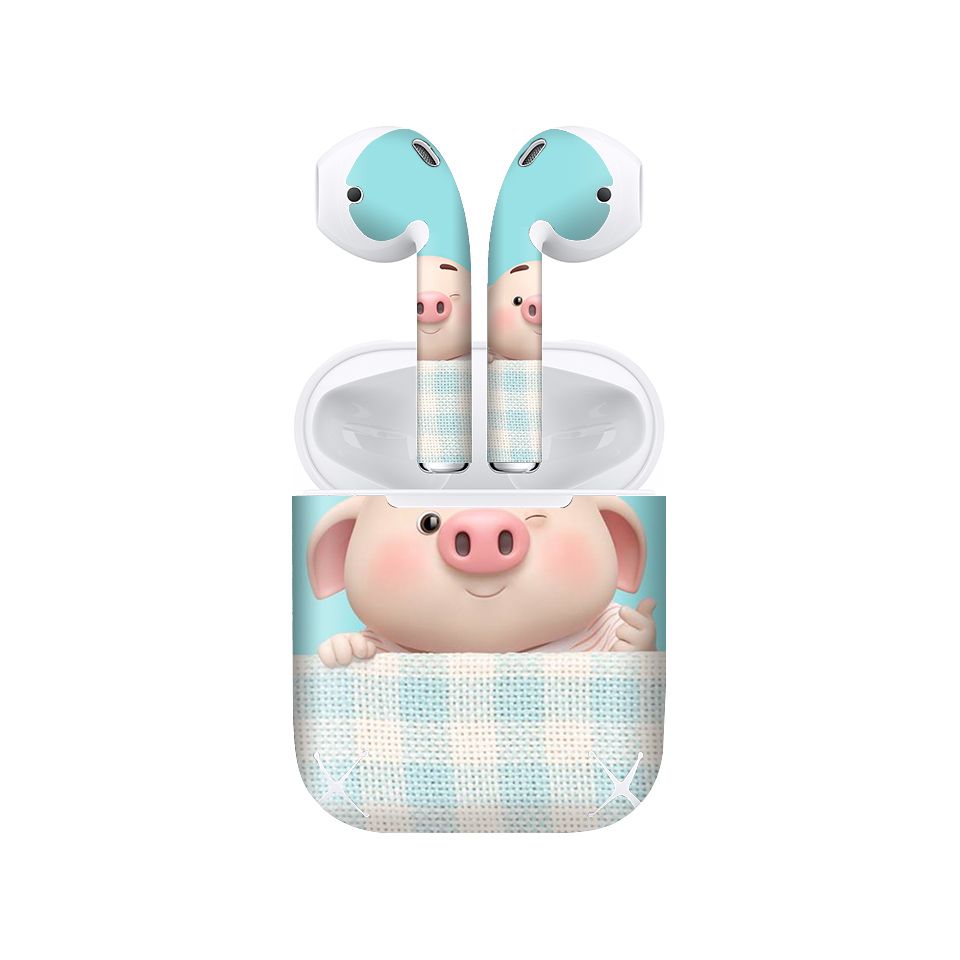 Miếng dán skin chống bẩn cho tai nghe AirPods in hình Heo con dễ thương - HEO2k19 - 163 (bản không dây 1 và 2)