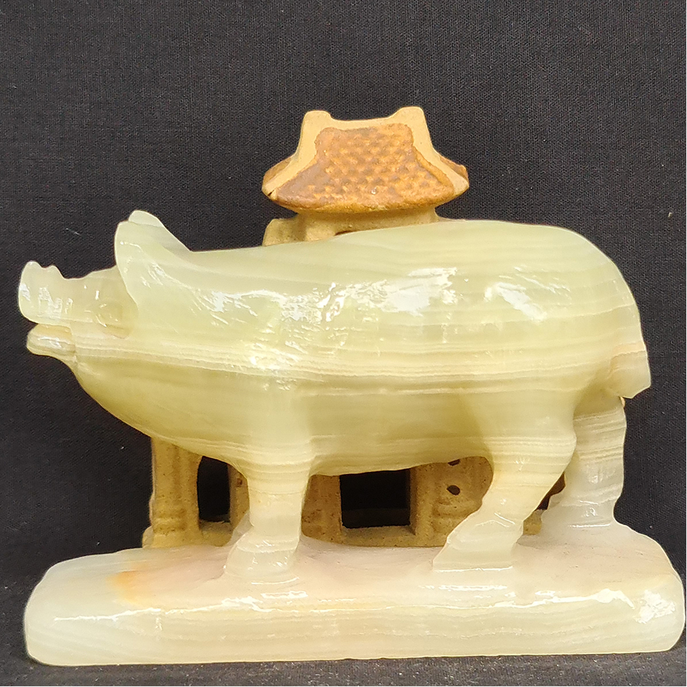 Tượng Phong Thuỷ Tuổi Hợi - Lợn - Heo 12 Con Giáp Đá Ngọc Onyx Xanh - 8cm - Mx - Hợp Mệnh Hoả, Mộc