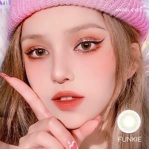 Kính áp tròng xám tây tự nhiên Funkie thương hiệu Angel Eyes đường kính nhỏ có độ từ 0 đến 8