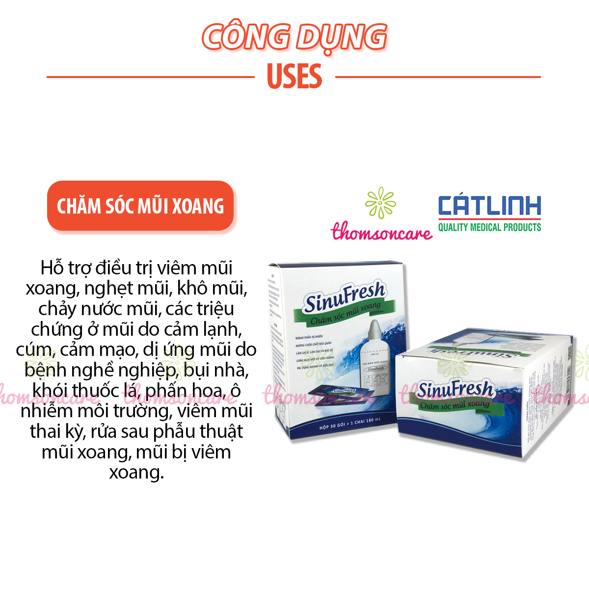 Bình rửa mũi Sinufresh tặng 30 gói muối - Chính hãng Cát Linh - Giảm các triệu chứng của xoang, cảm lạnh, dị ứng