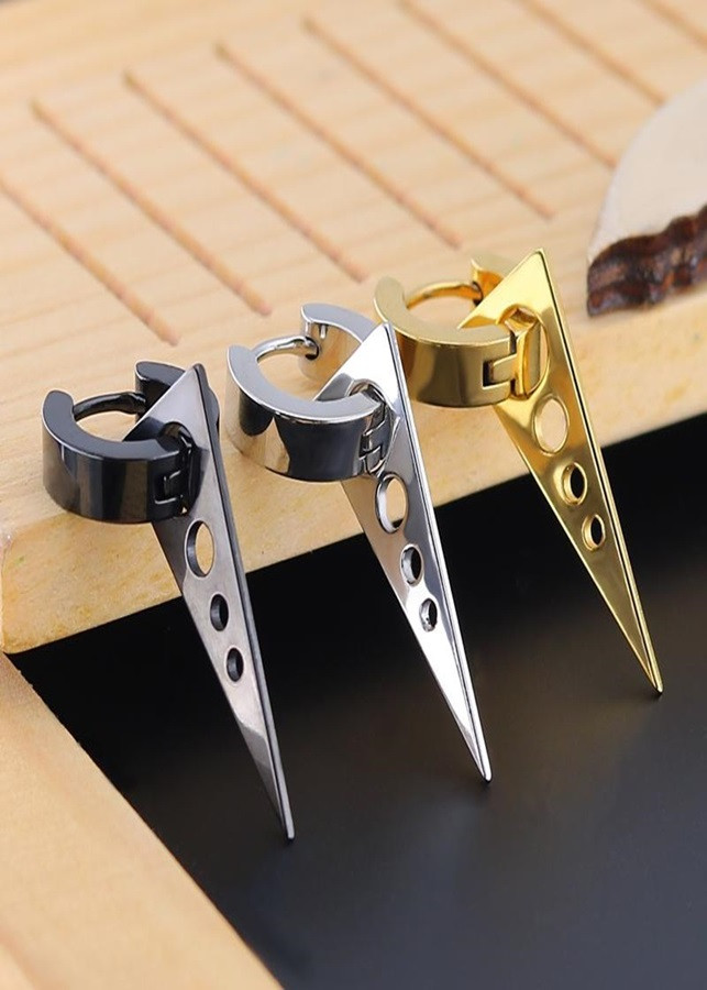 Bộ 2 chiếc bông tai titan khoen tròn tam giác korea BT119