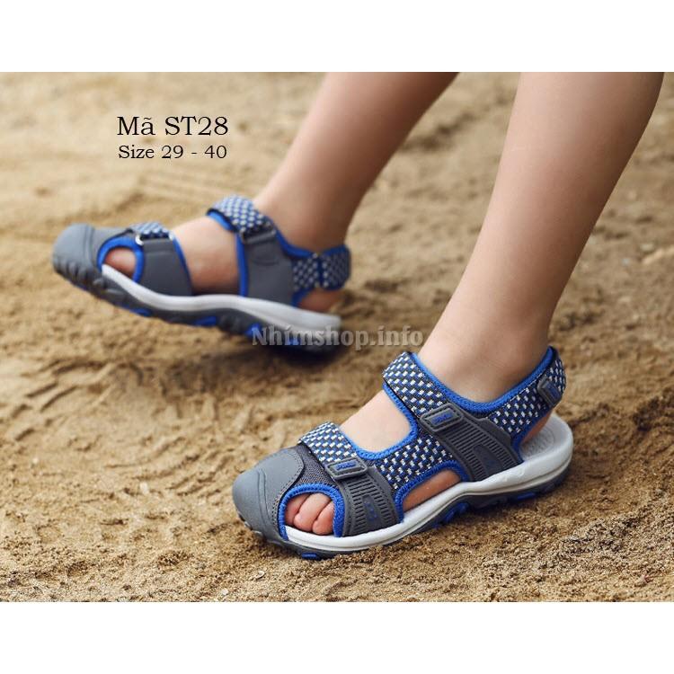 SANDAL RỌ BÍT MŨI CHO BÉ TRAI 5 - 15 TUỔI CHẤT DÙ CAO CẤP QUAI DÁN TIỆN DỤNG PHÙ HỢP ĐI HỌC ĐI CHƠI ST28