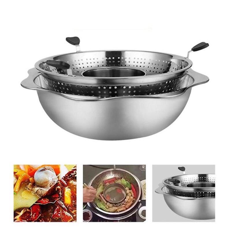 Nồi Lẩu Xoay Inox 2 Tầng Size 32cm Thiết Kế Thông Minh Đa Năng Tiện Lợi 2 In 1 Không Kén Bếp Dùng Được Trên Bếp Từ