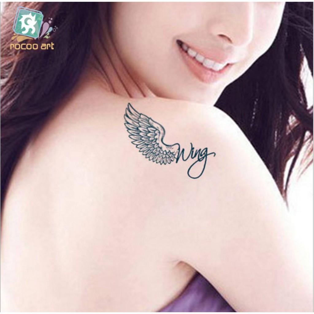 Hình xăm dán giáng sinh tattoo noel cánh và hoa tuyết đầu mùa 10x6cm- mua 5 tặng 1 tấm đồng size