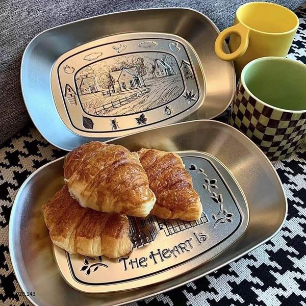 SET 3 ĐĨA INOX KHẮC HÌNH DECOR NGHỆ THUẬT SIÊU ĐẸP