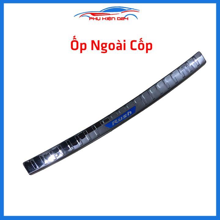 Ốp chống trầy cốp Rush 2019-2020-2021 thép không gỉ vân Titan chống trầy bảo vệ xe