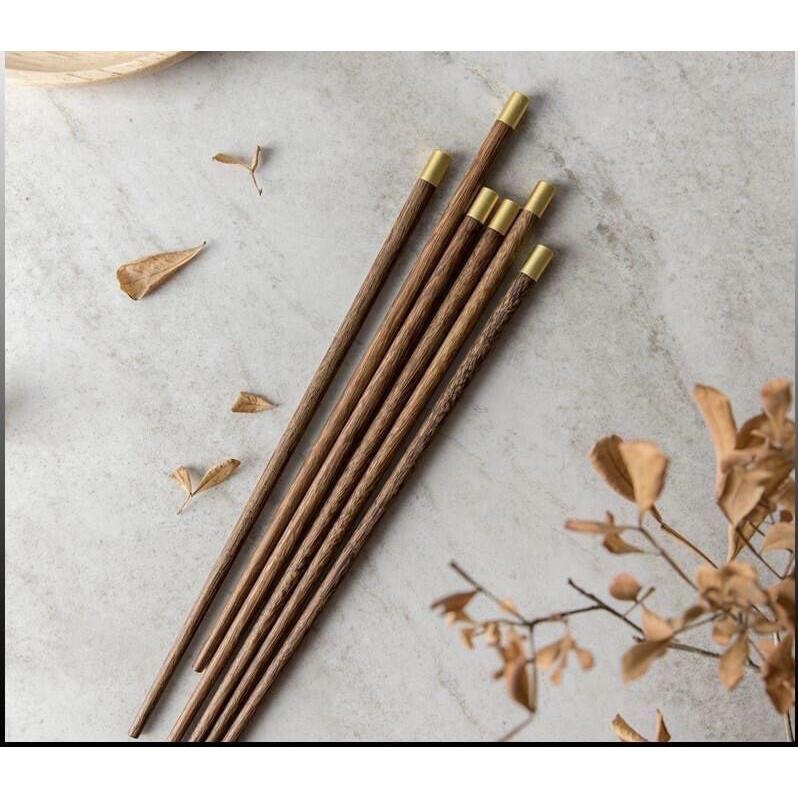 Hộp 10 Đôi Đũa Gỗ Bọc Thau Cao Cấp Phong Cách Nhật