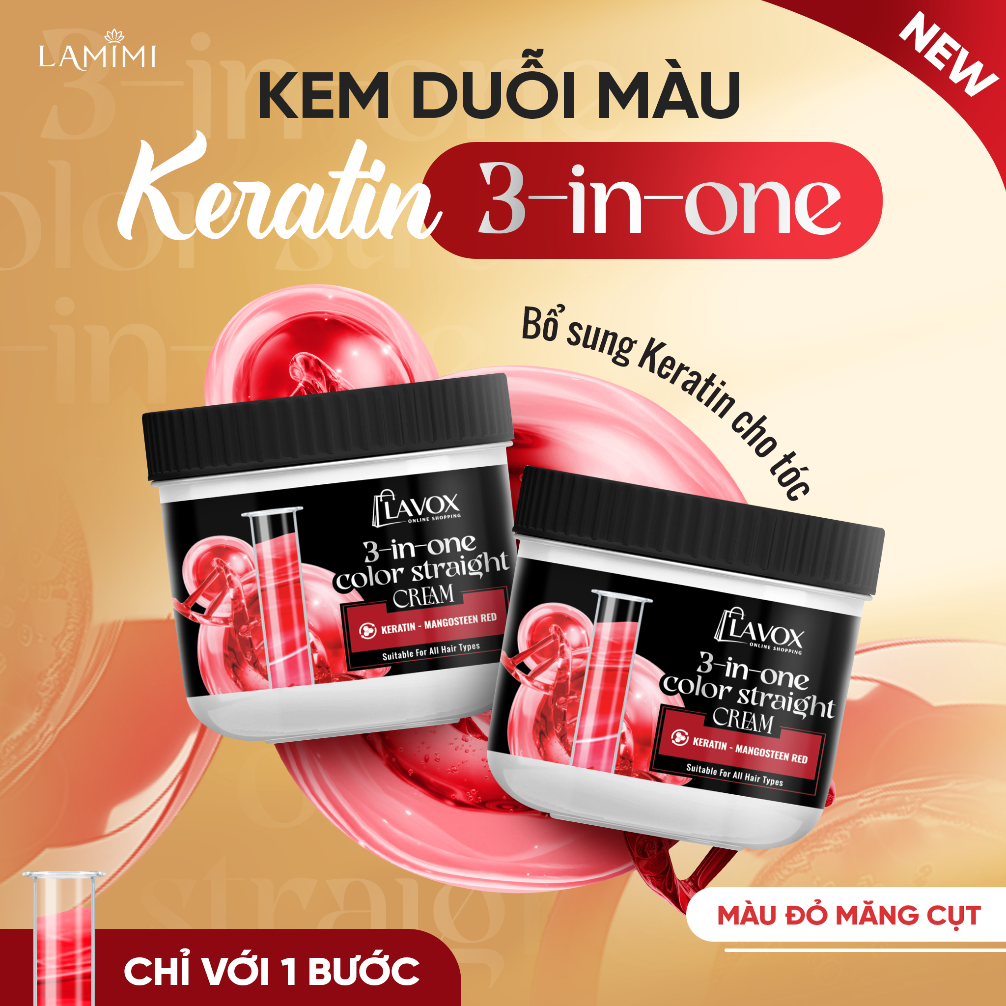 Kem Duỗi Màu Keratin 3-In-One Lavox Online Shopping – Đỏ Măng Cụt