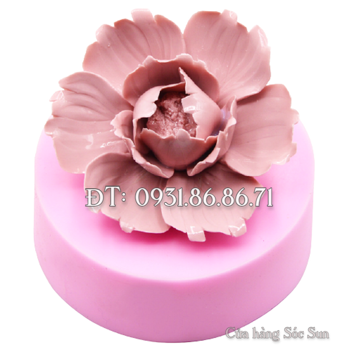 Khuôn silicon hoa mẫu đơn tầng cánh cúp loại 8 cm - Mã số 1636
