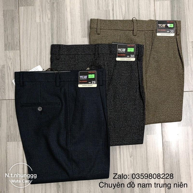 Quần tây quần vải nam trung niên hàng đẹp dày dặn đường may kĩ màu trơn