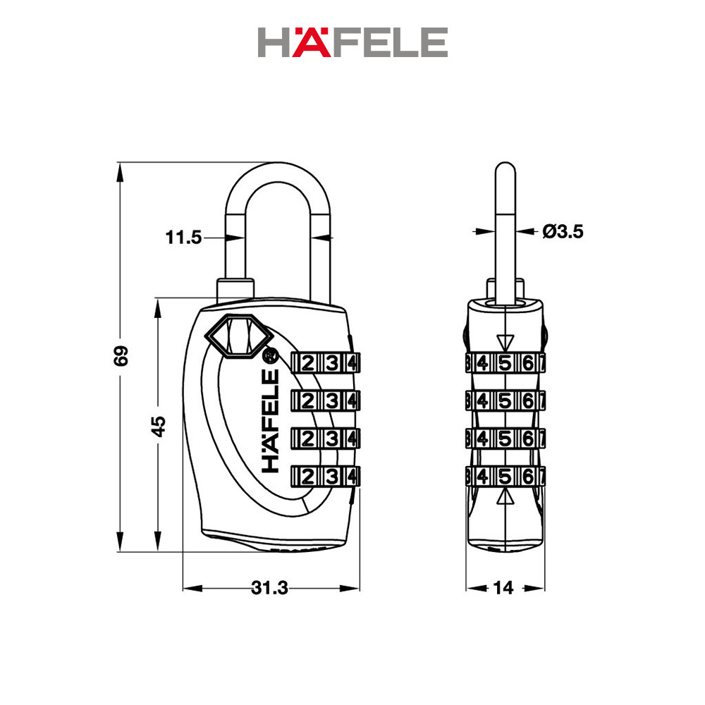 Khóa TSA Hafele 330 màu xanh - 482.09.007 (Hàng chính hãng)