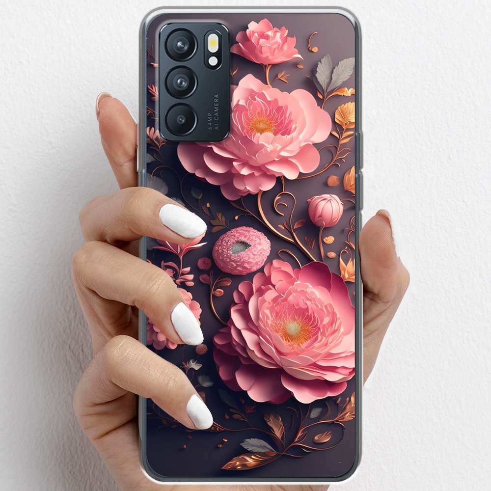 Ốp lưng cho Oppo Reno6 , Reno6 Z, Reno6 Pro  nhựa TPU mẫu Hoa hồng