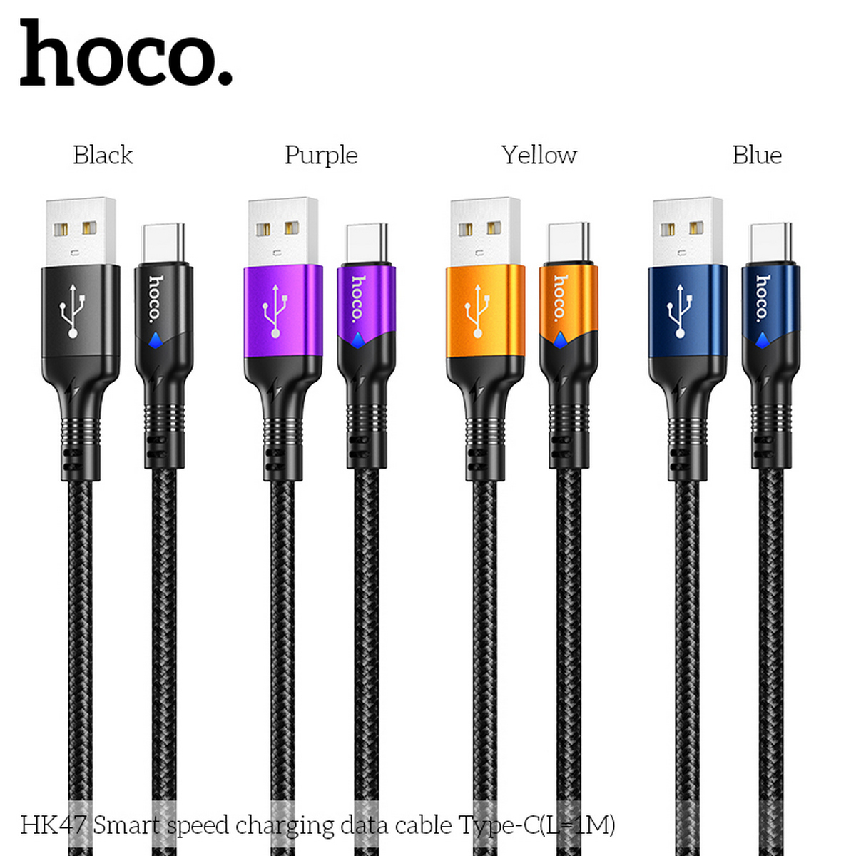 Cáp Sạc Nhanh Dành Cho Hoco. HK47 3A Cho Type-C Dây Dài 2M Hàng Chính Hãng