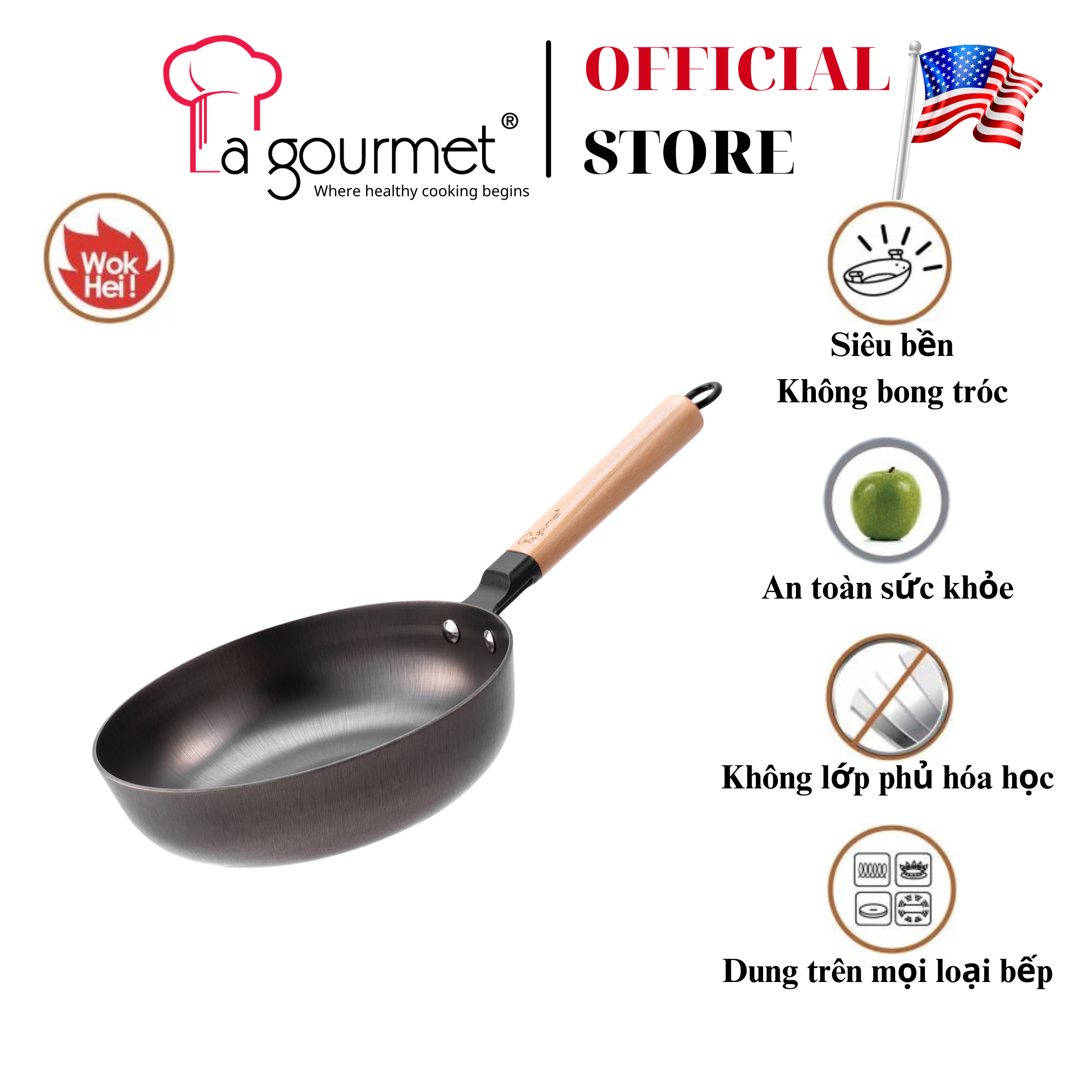 Chảo Gang Lòng Sâu La Gourmet Nitrigan NTGW347695 (24cm)