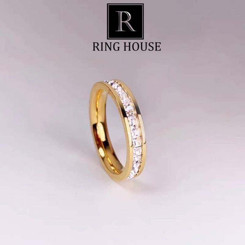 Nhẫn Titan Cho Cặp Đôi Nam Nữ Không Đen Rỉ Gỉ Đính Đá Zircon Thời Trang CK Carti Sáng Đẹp Ring House