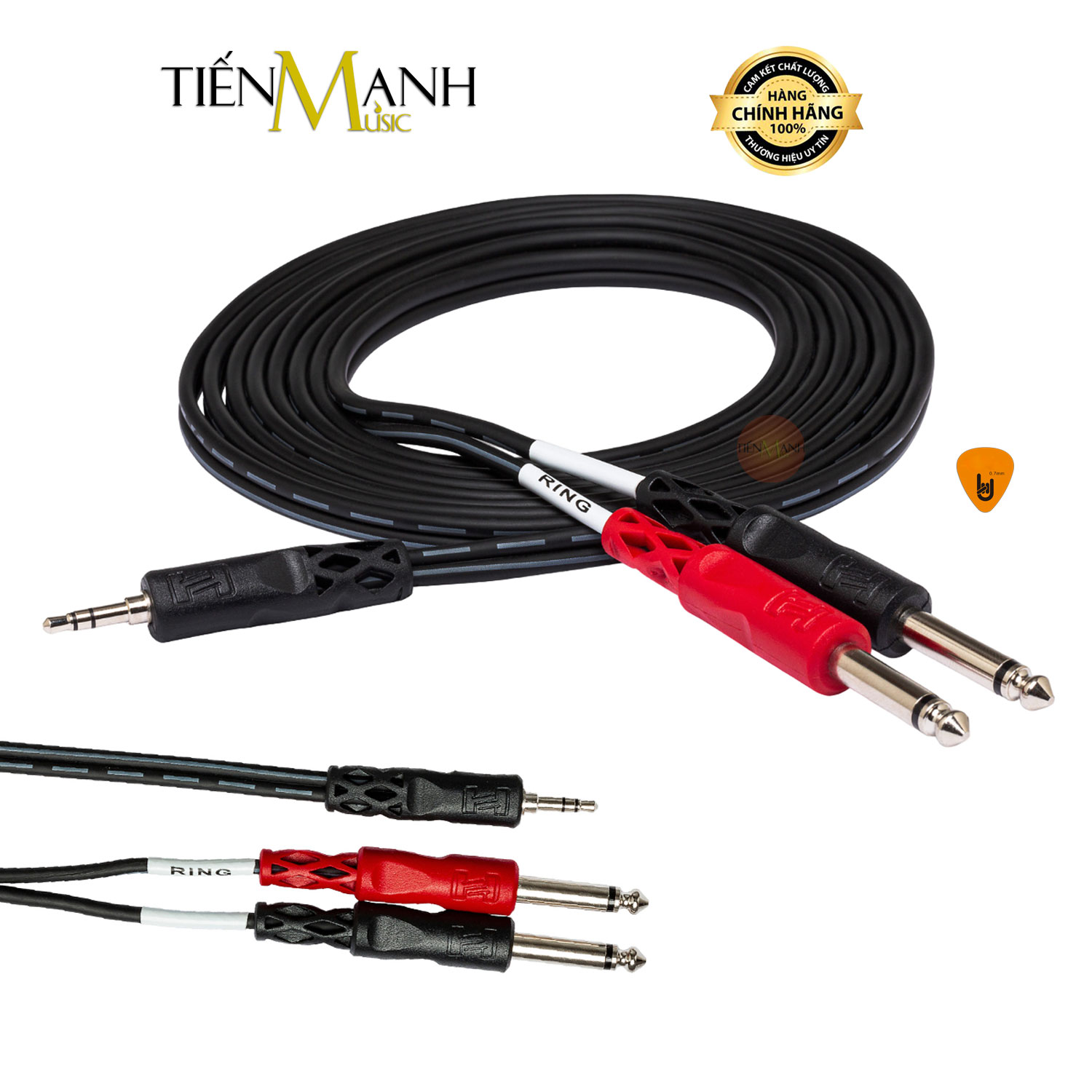 Dây Cáp Chia Tín Hiệu Chữ Y Hosa Chuyển Từ 3ly Stereo TRS Sang 2 Đầu 6ly Mono TS CMP-153, CMP-159 Cable 1/4 in Hàng Chính Hãng - Kèm Móng Gẩy DreamMaker