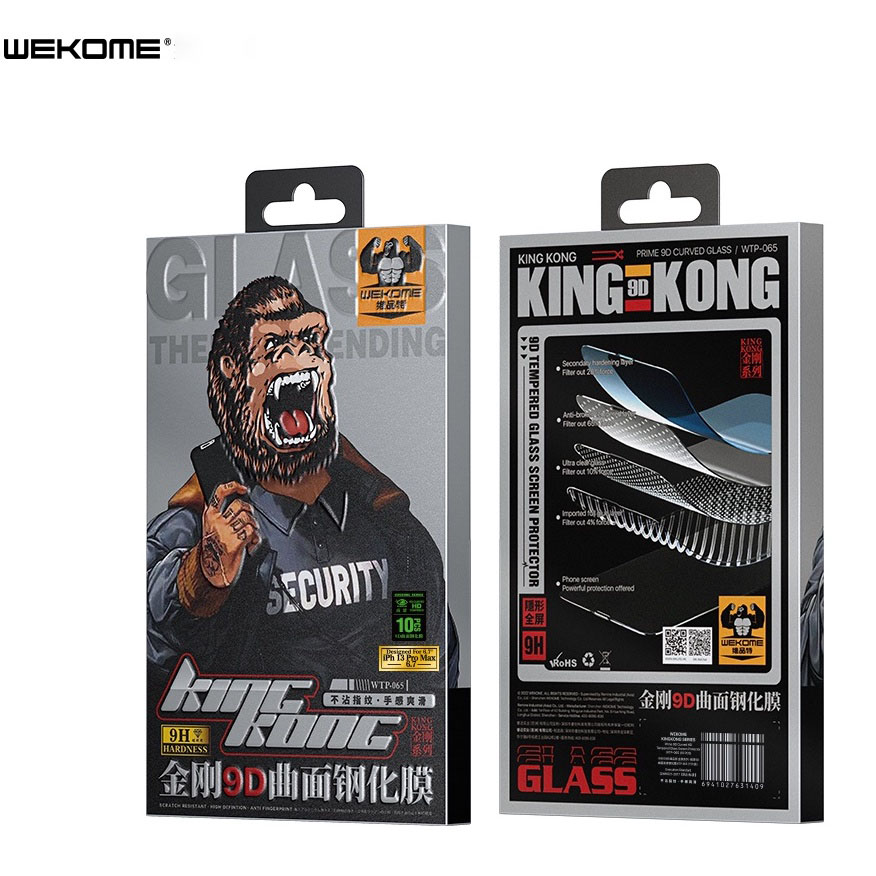 Kính Cường Lực KingKong Full Màn 065 Chống Vỡ Viền cho iPh Hàng Nhập Khẩu WEKOME có IP14, Tronng suốt, chống nhìn trộm