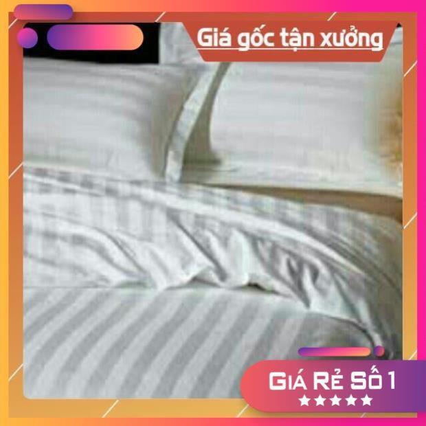 Drap Trắng Sọc cotton cvc cho Khách sạn.Nhà nghĩ.gia đình nệm cao 17_27cm