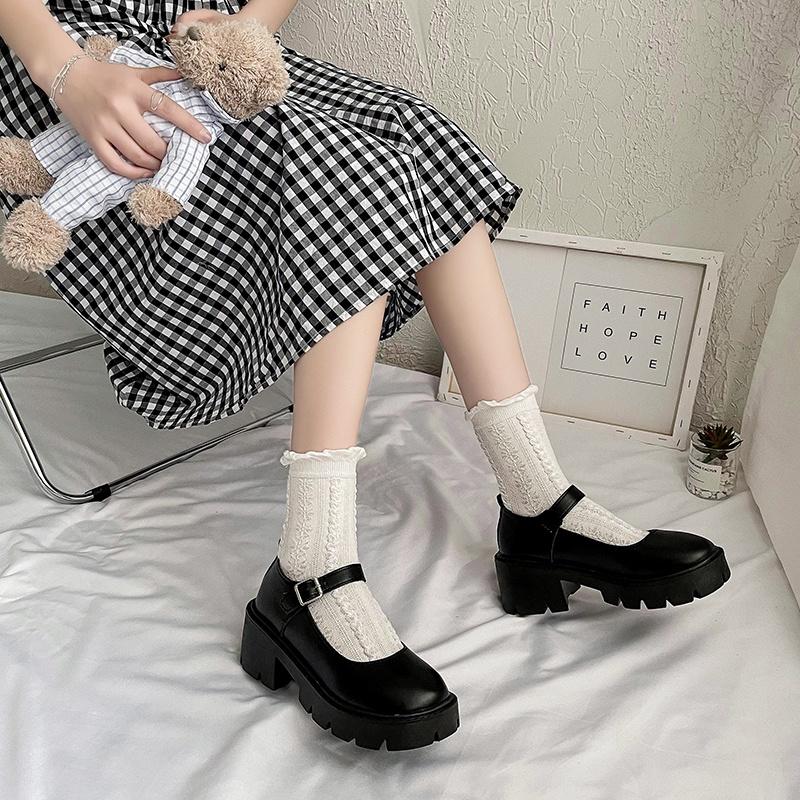 Giày Lolita đế cao 6cm Mary Jane style Ulzzang Hàn Quốc quai ngang Mẫu mới 2022