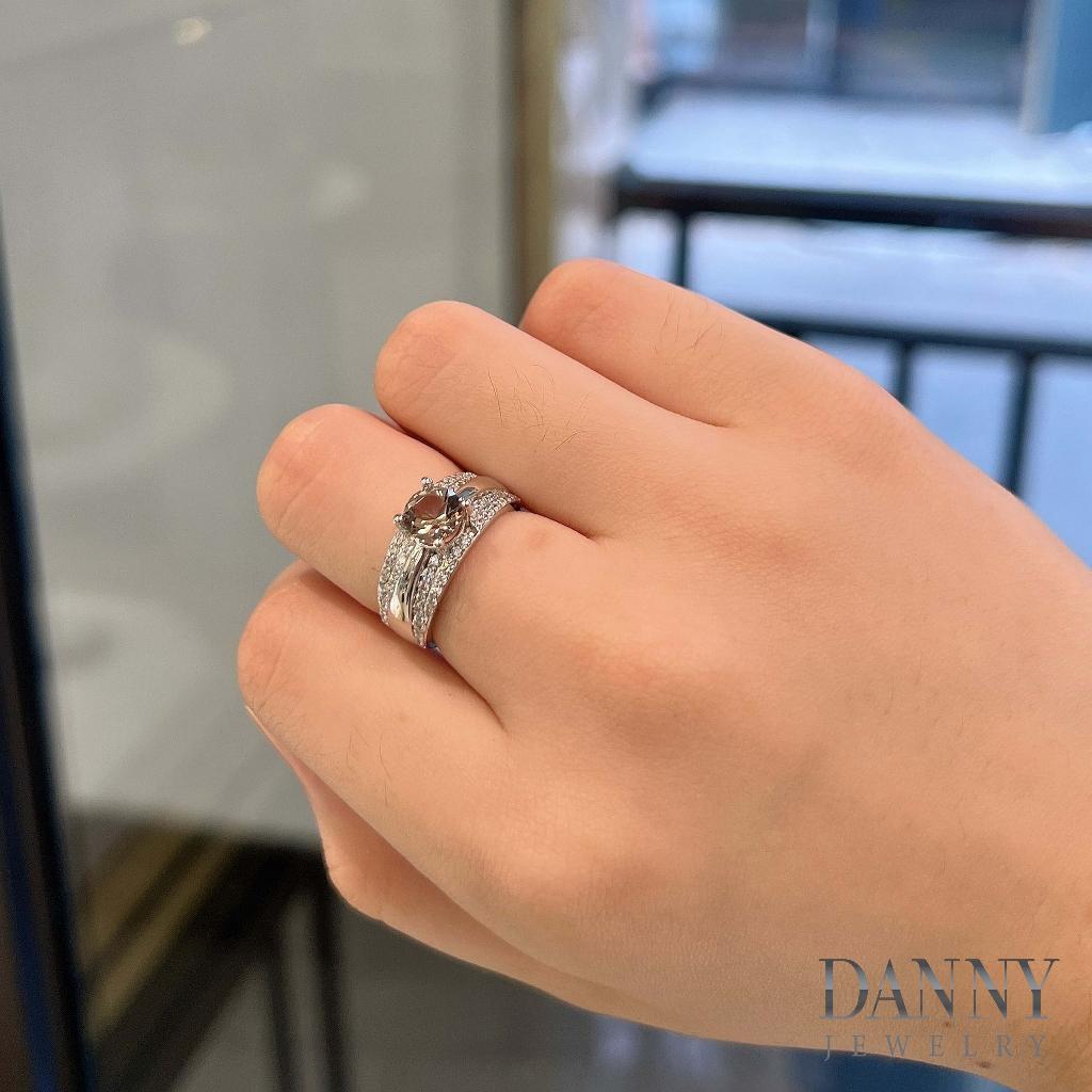Nhẫn Nữ Danny Jewelry Bạc 925 Xi Rhodium Đá Smoky Quartz & CZ N0108