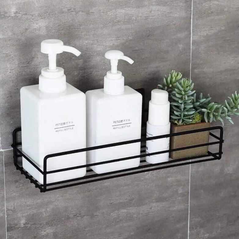VB48 Kệ nhà tắm chữ nhật TẶNG Miếng Dán Siêu Dính, KHÔNG KHOAN ĐỤC kệ nhà tắm, phòng bếp KHÔNG RỈ