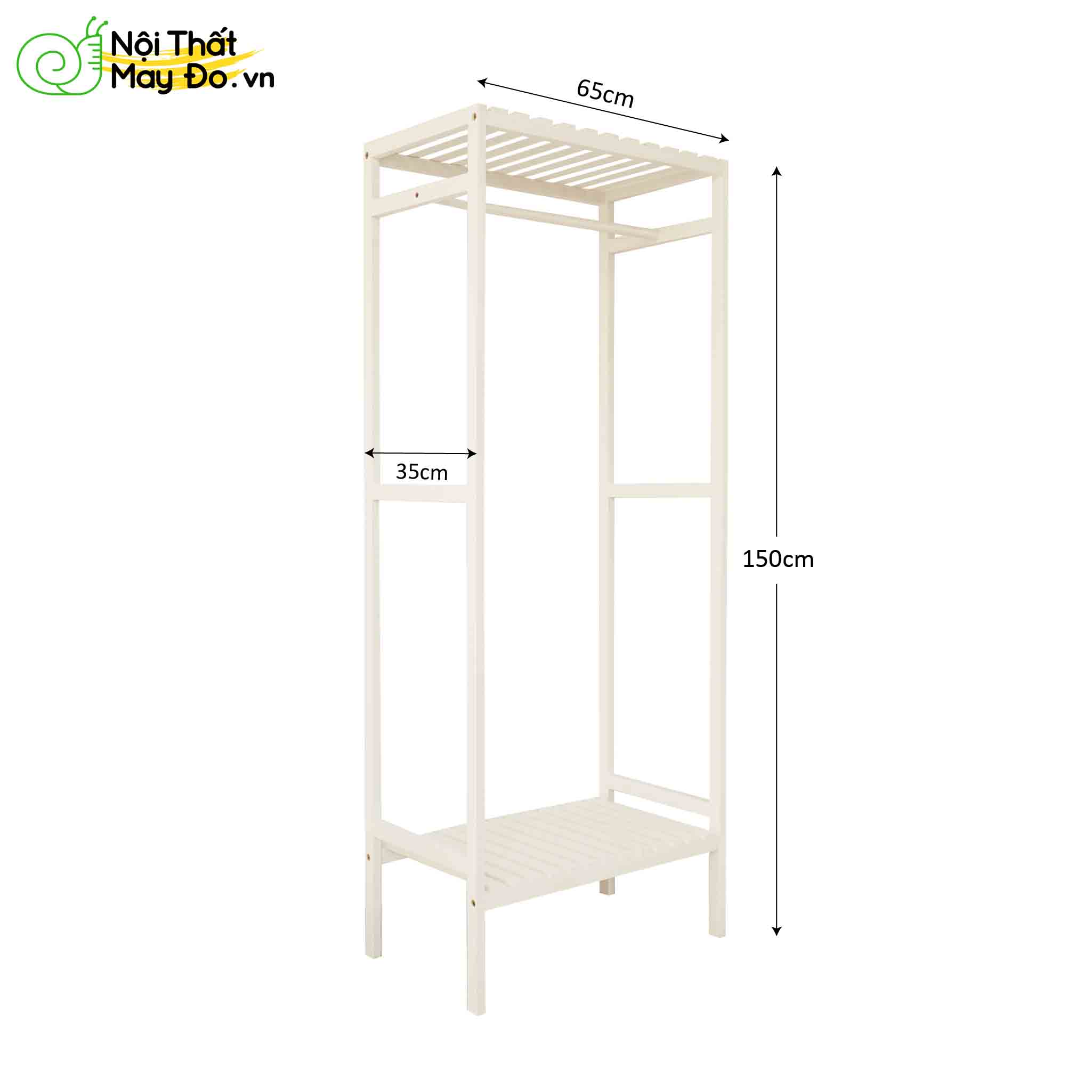 Tủ Treo Quần Áo Tiện Lợi - Shelf Hanger - Thiết Kế 1 Ngăn Gọn Gàng - Khung Gỗ Thông Bền Chắc - Có 2 Màu Sắc Lựa Chọn