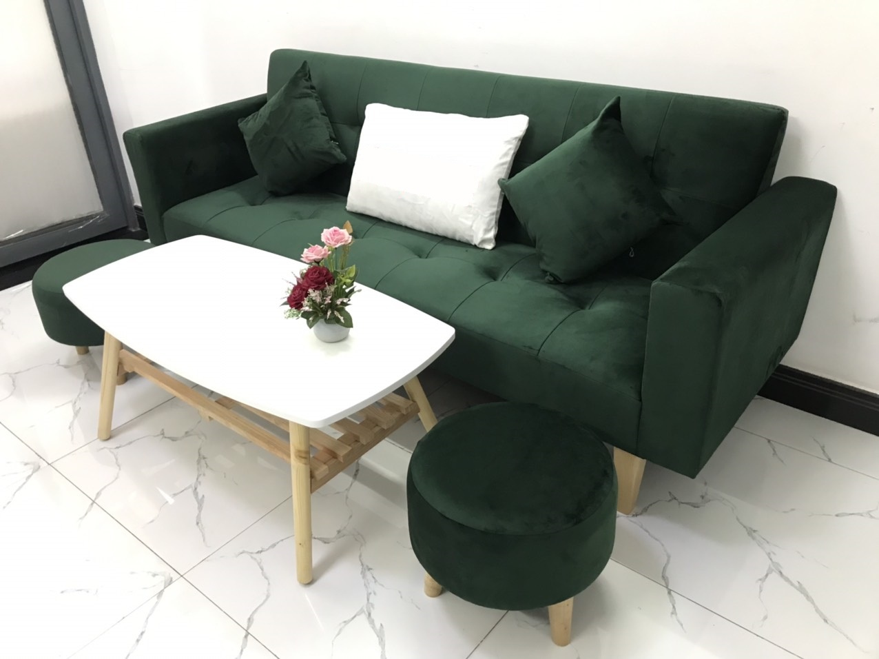 Bộ ghế sofa giường 2mx90 sofa bed tay vịn phòng khách salon linco14