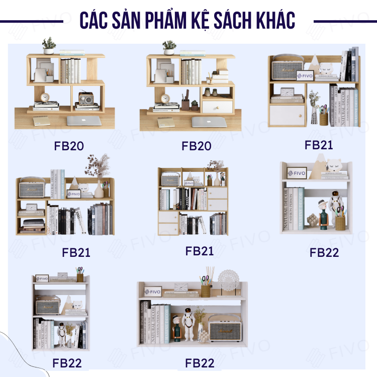 Kệ Sách Gỗ Để Bàn Mini FB28 FIVO Dễ Lắp Ráp, Tiết Kiệm Diện Tích, Decor Trang Trí Bàn Học Và Bàn Làm Việc