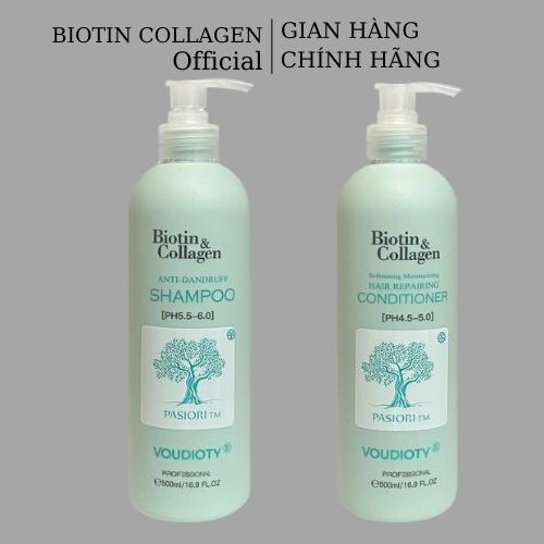 Dầu gội xả ngăn gàu Biotin Collagen Voudioty xanh dương 500ml