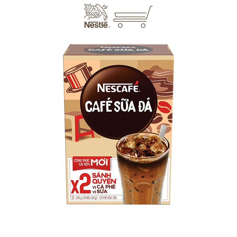 Cà phê hòa tan Nescafé 3in1 cà phê sữa đá (Hộp 10 gói x 24g)
