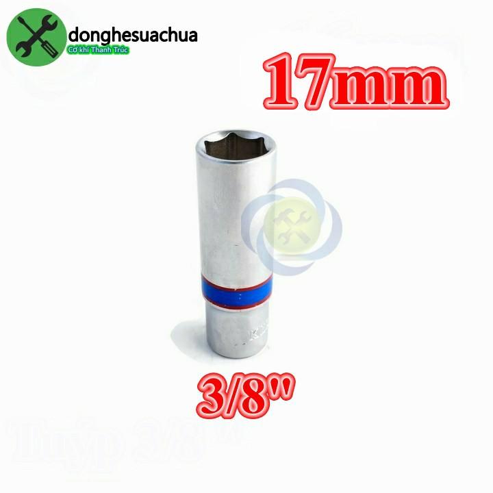 Tuýp 17mm loại 3/8 dài 63mm có 6 cạnh màu trắng Kingtony 323517M